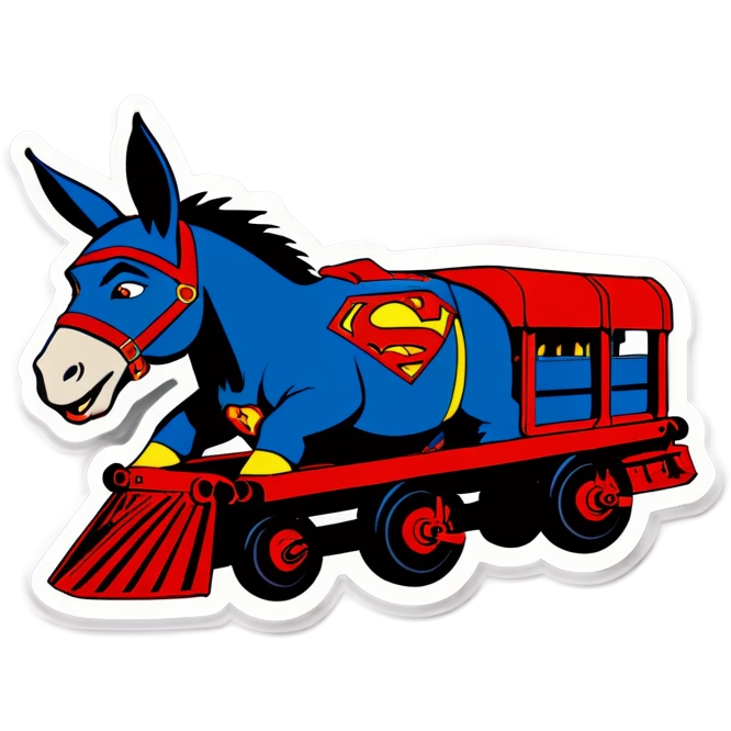 Superman donkey pulls a train wagon emoji