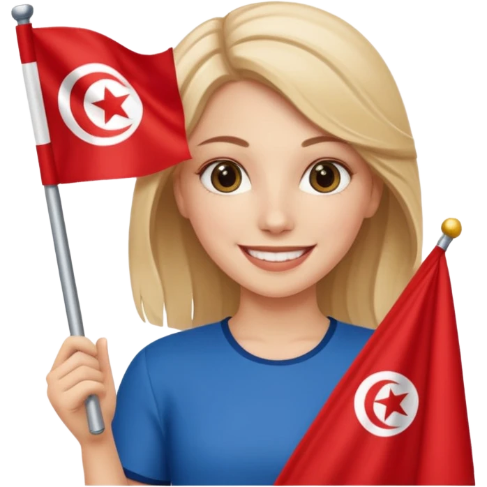 a white  girl holding tunisia flag emoji