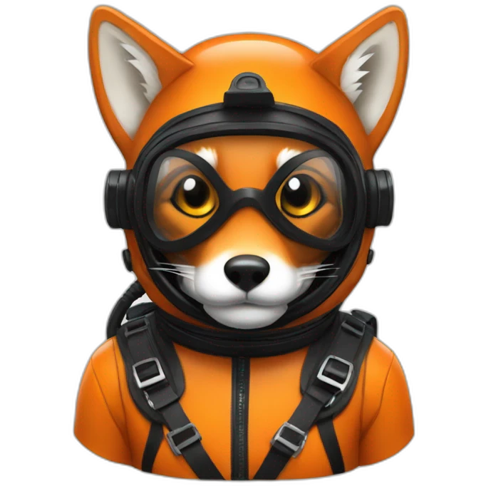 fox in black rubber shiny diving suit emoji