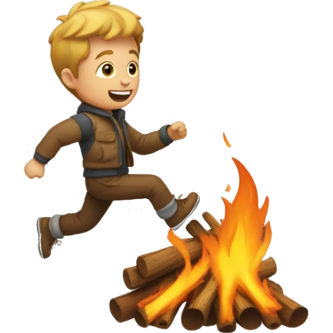 a guy jumpping over a bonfire  emoji