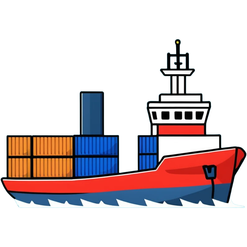 Cargo container ship in ocean emoji