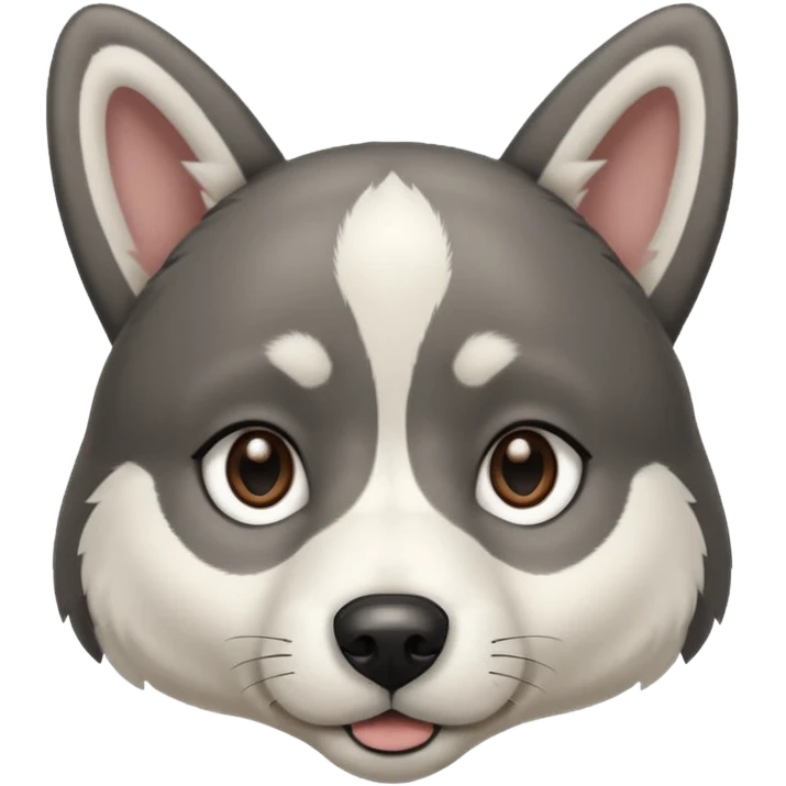 Husky lab mix black and white with floppy ears that point down emoji