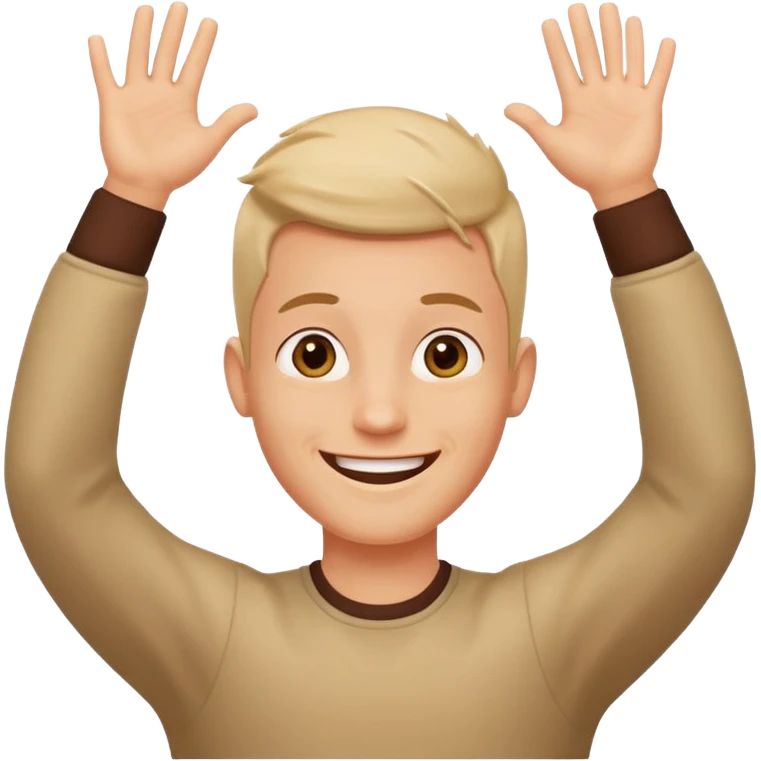 gleeful guy with hands above head emoji