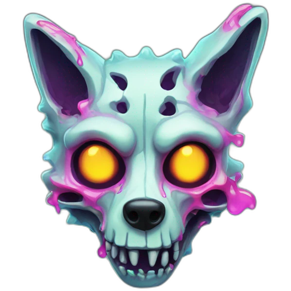 Melting Neon Zombie skeleton fox emoji