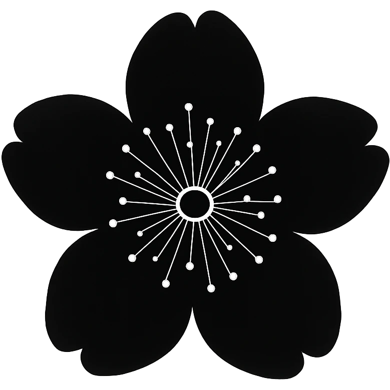 show  one black cherry blossom without a stem , remove background emoji