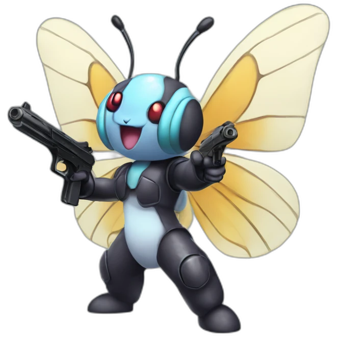 butterfree pokemon with gun emoji