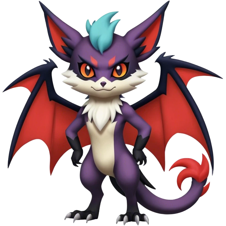 Edgy Cool Kawaii Litten-Noivern-Noibat-Absol-Pokémon Full Body emoji