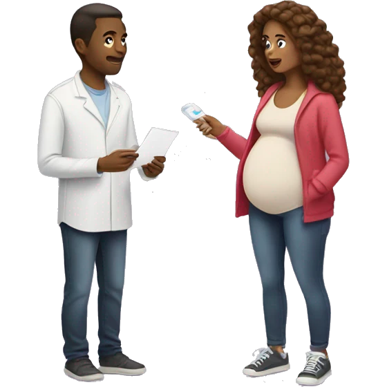 couple looking at pregnancy test emoji