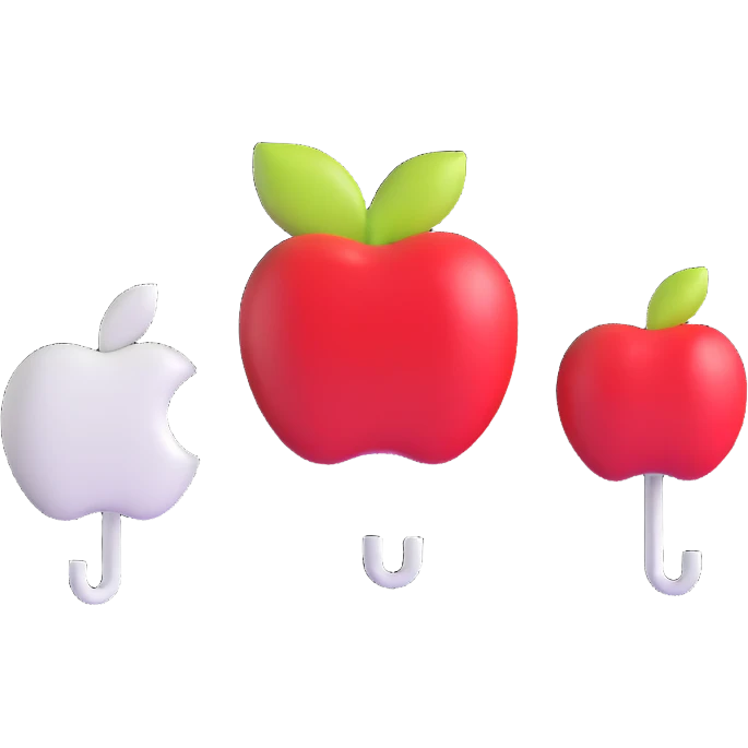 sleek white wall-mounted coat hooks in apple-inspired minimalist design emoji