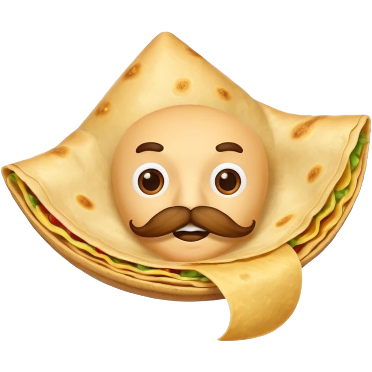 a flying tortillo with a thick mustache emoji
