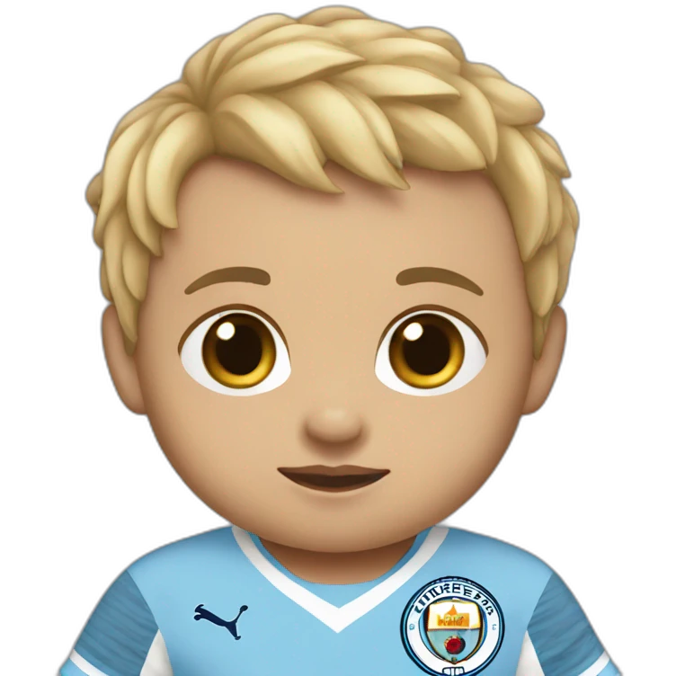 baby wearing Manchester City football shirt emoji