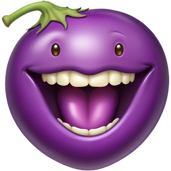 Eggplant inside of the mouth emoji