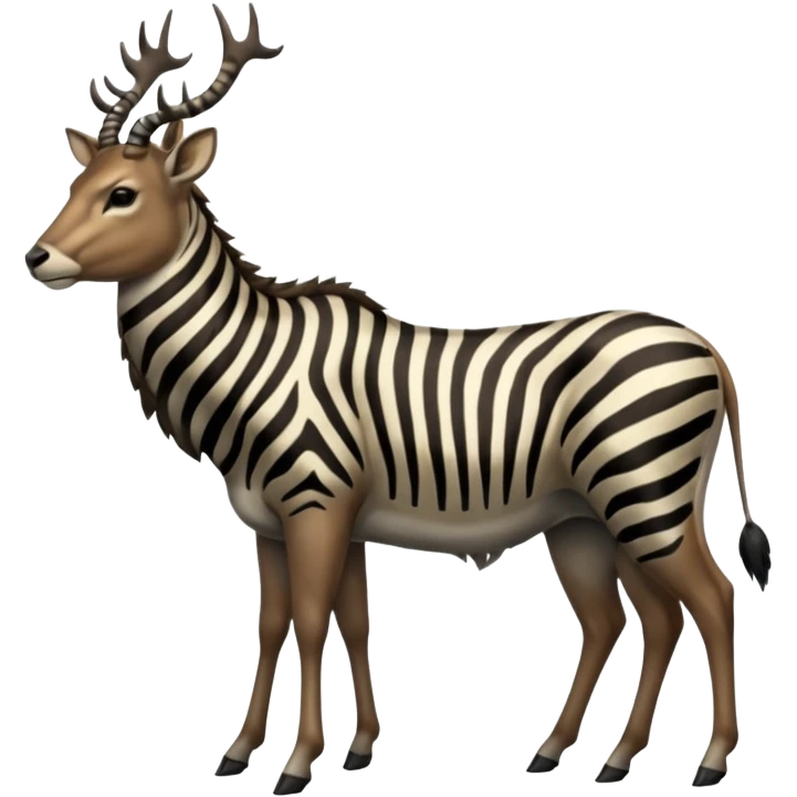 Wildebeest-Deer-zebra-ox-bull-gazelle-fusion-animal-hybrid-creature, full body emoji