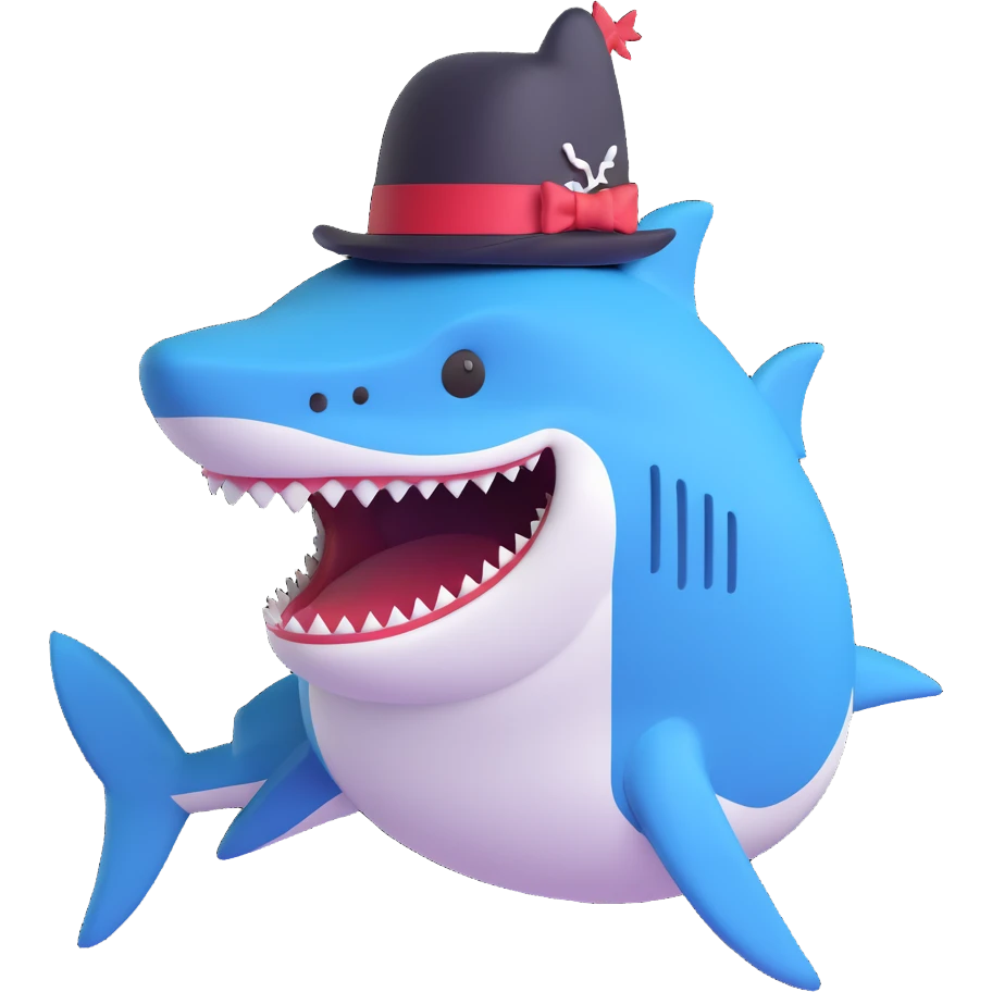 shark wearing a top hat emoji
