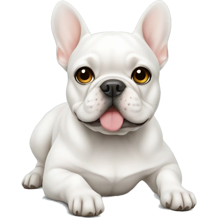 White Frenchie laying emoji