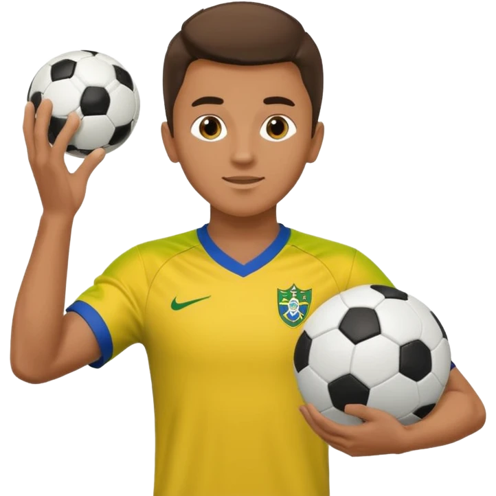 A guy juggling a soccer ball with a brazil fc shirt on emoji