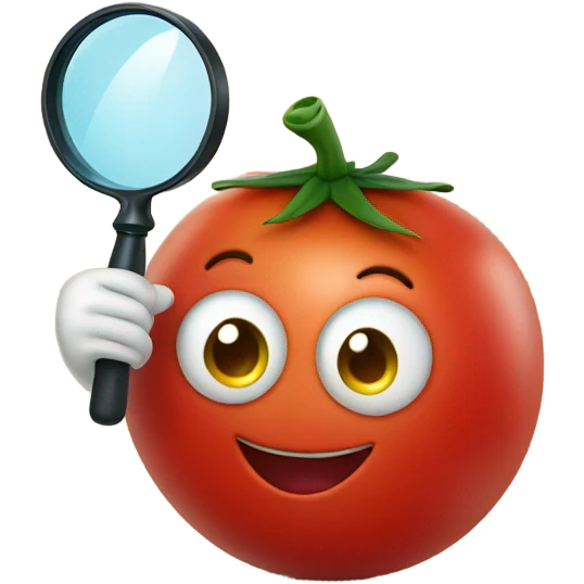 happy tomato with magnifying glass in hand emoji