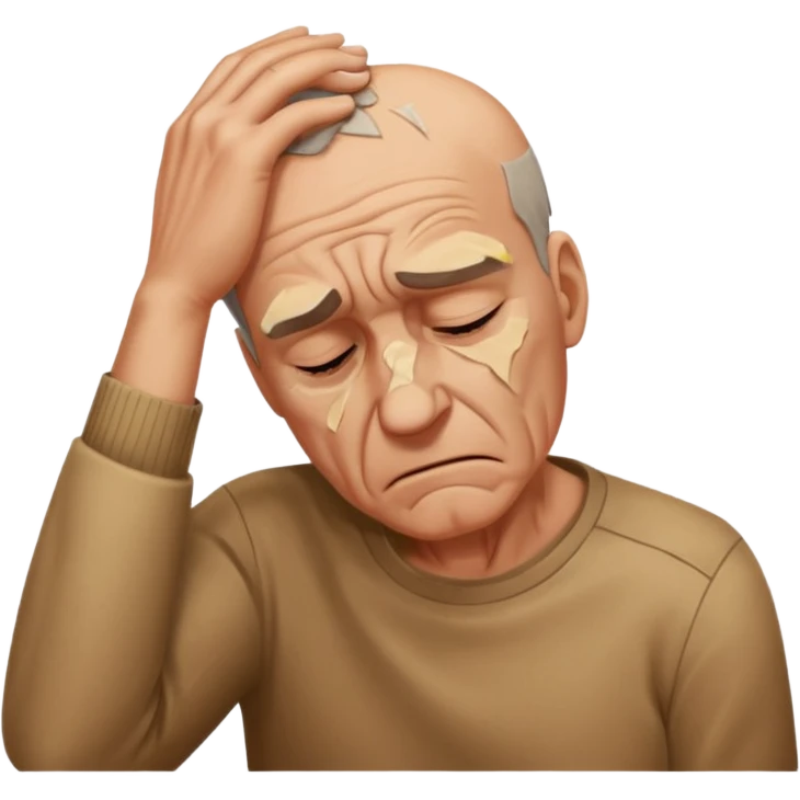 Emoji of a person 🧍‍♂️ looks down with his head and put his hand on his forehead but not just put his and make it look like he smashed that on his forehead emoji