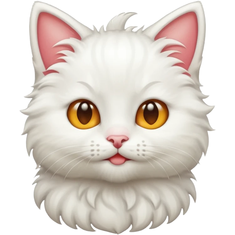 white kitten, apple emoji style, no text emoji