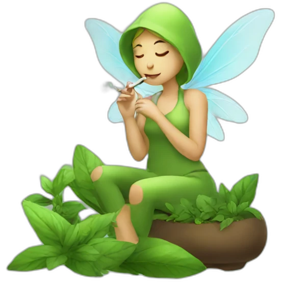 Cute fairy smoking herbs emoji