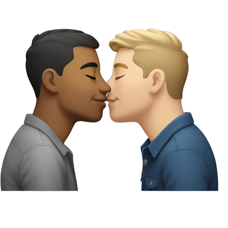 gay hispanic guy with gay white guy kissing emoji