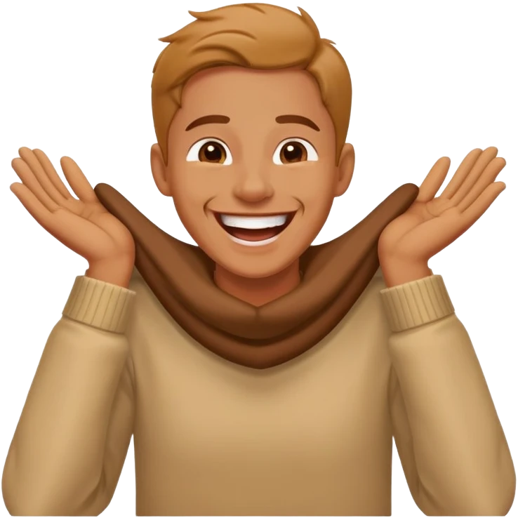 A person laughing with hands around the neck emoji