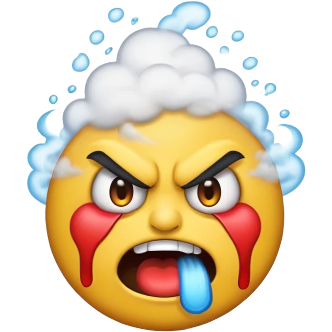 cartoon emoji sticker with an angry face and steam coming out of the nose, colorful and cheerful, no text, suitable for WhatsApp and Instagram emoji
