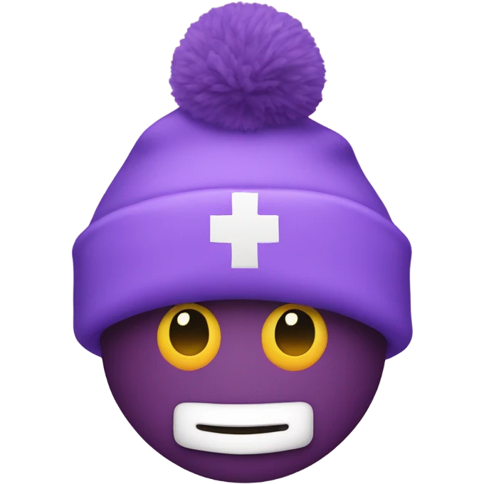 Un corazón violet con gorro navideño emoji