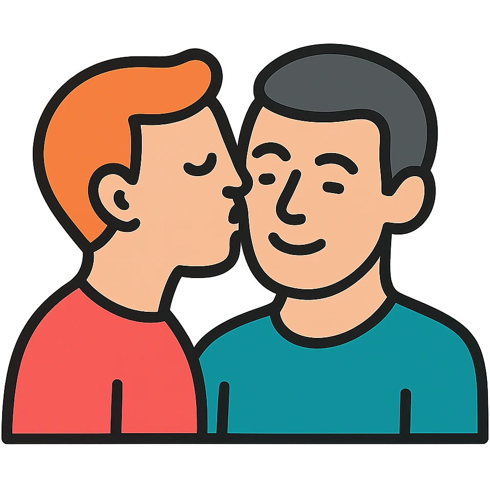 two men kissing each other on the cheek emoji
