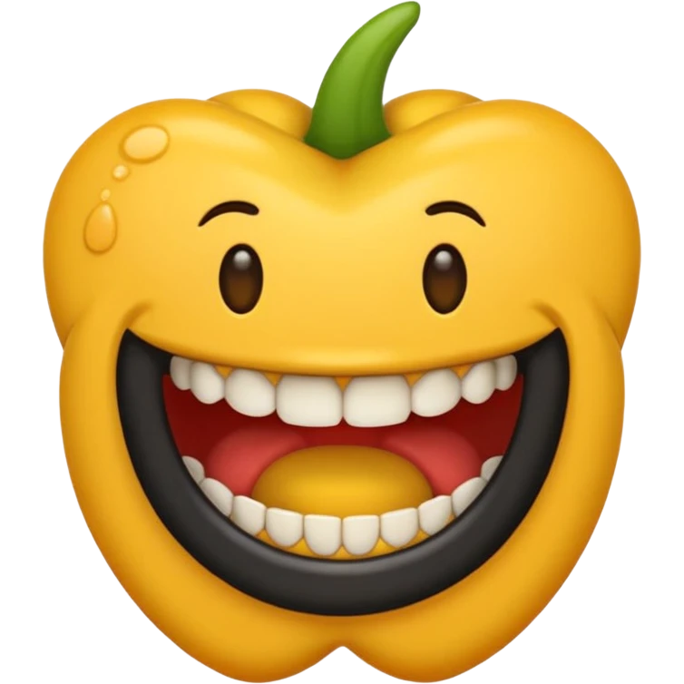 Emoji de pele preta com aparelho dentário bragets com os dentes a mostra bem amarelo emoji