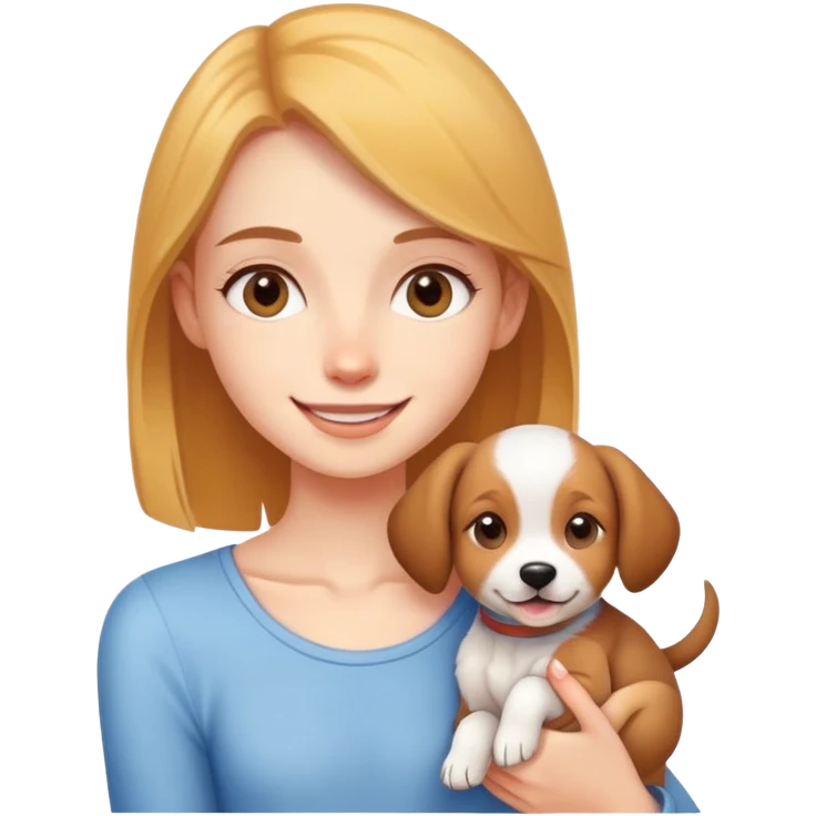 skinny smiling girl with puppy indoors emoji