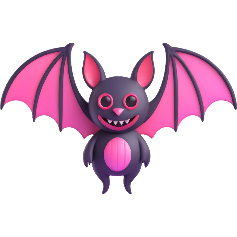 3D gothic bat with pink highlights, elegant and dark emoji