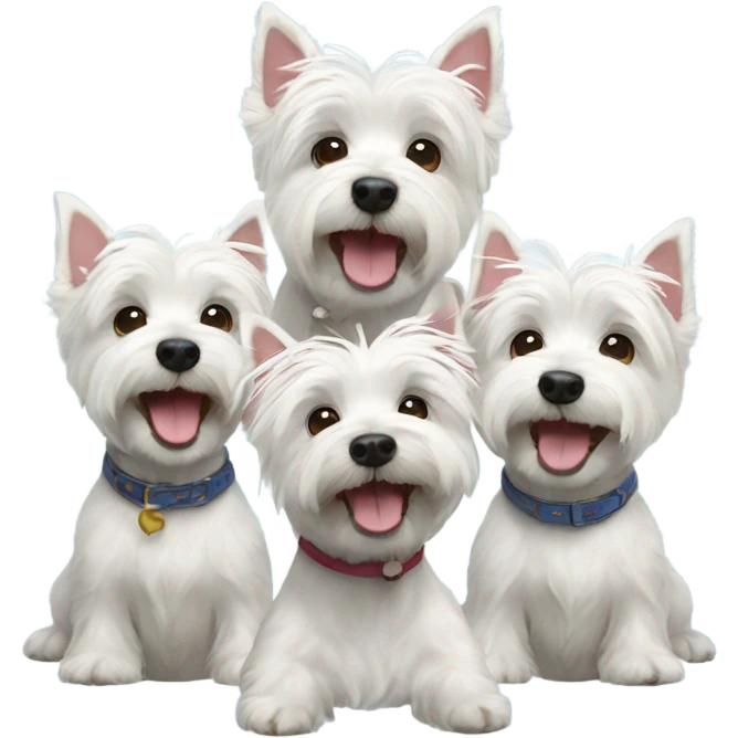 Three happy westie dogs emoji