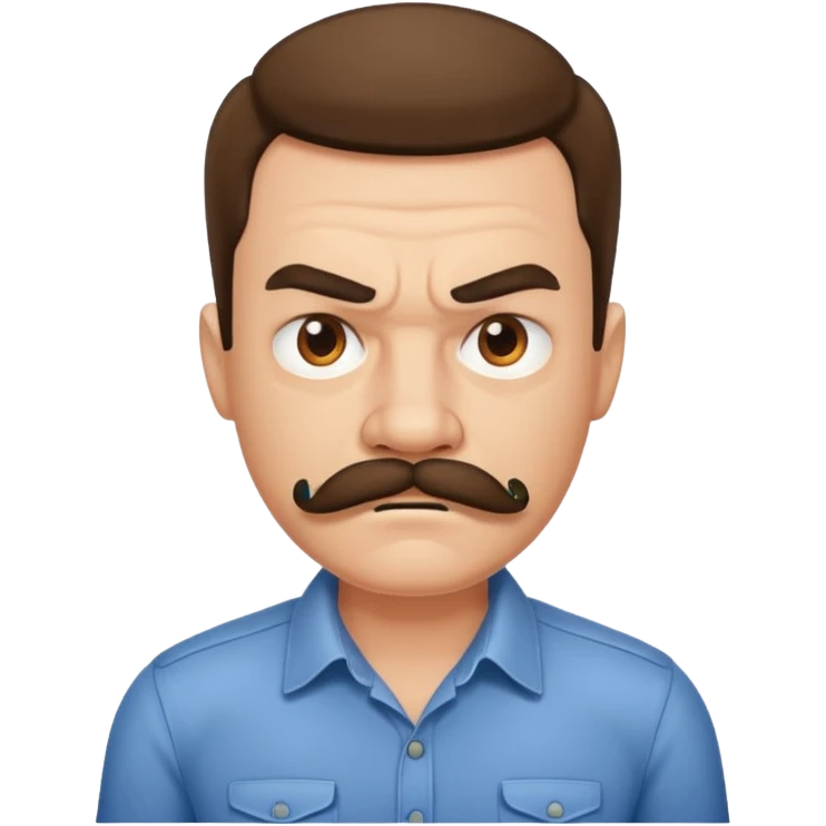 mustached angry man with shirt emoji