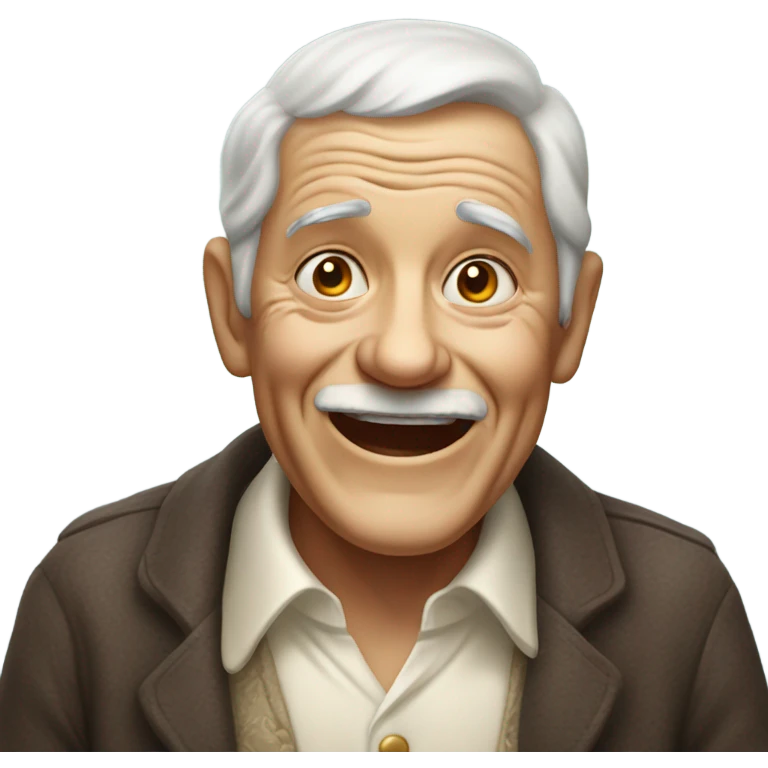 An elderly man who is extremely happy but his face is covered in pudding  emoji