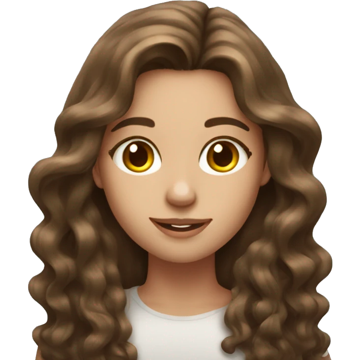 beautiful girl,with long Brown hair, wavy hair,with ipad emoji