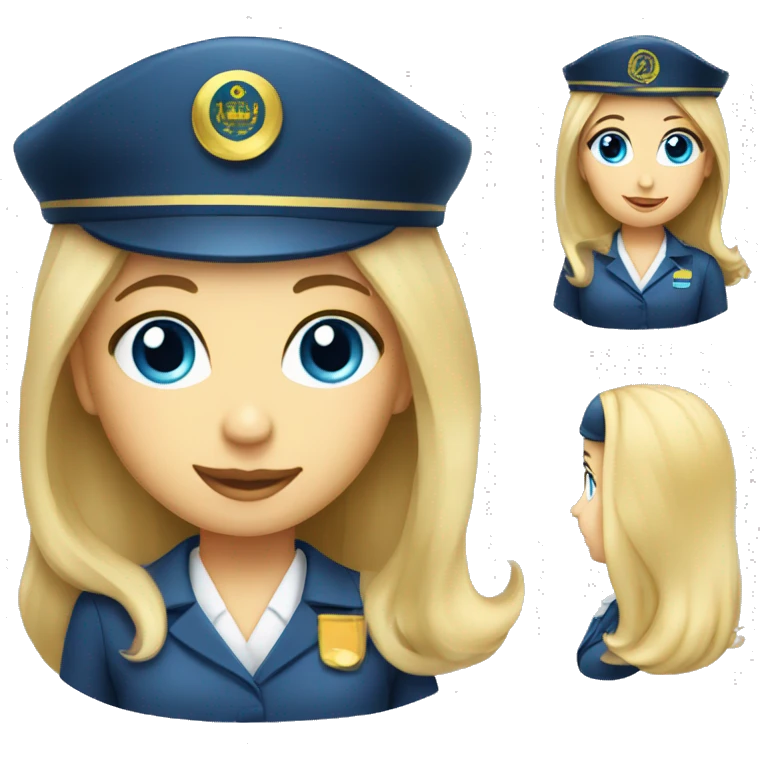 long blonde hair blue eyed girl flight attendant emoji