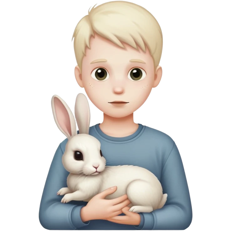 a boy with a dead bunny emoji
