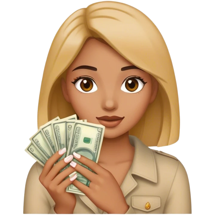 Emoji of a girl with her nails did and money emoji