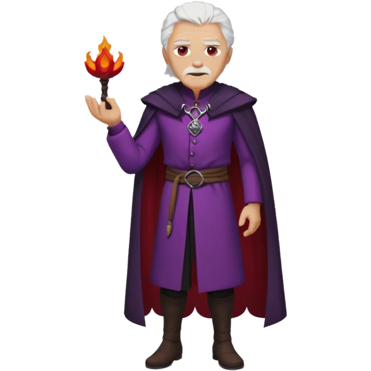 a white haired old man with purple eyes standing, full body, in Targaryen themed clothes, clothes are black and red themed HIS CLOTHES ARE NOT PURPLE  emoji