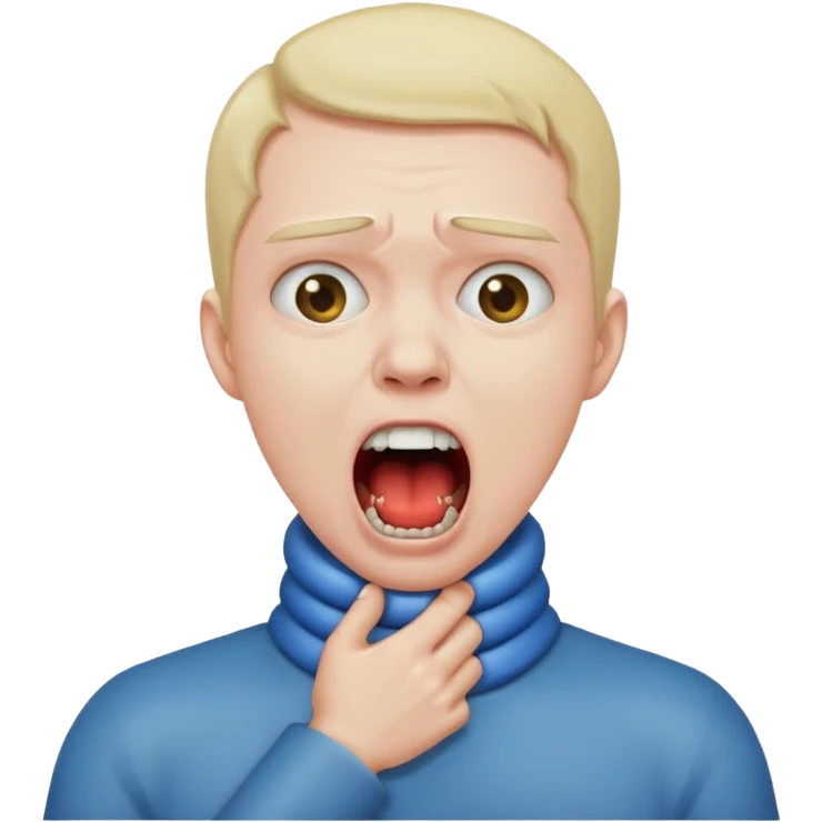 A person choking themselves on the neck and screaming  emoji