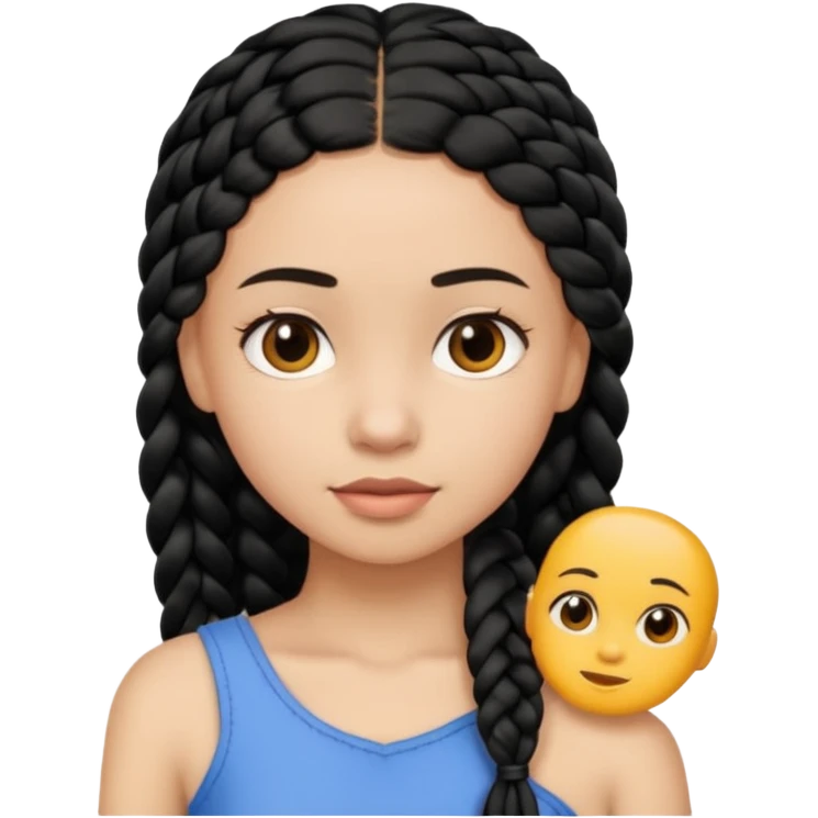 Girl with simple black braid  on one shoulder emoji
