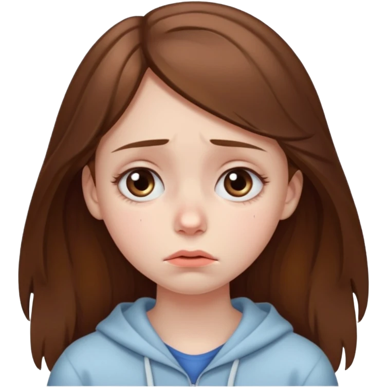 brown haired girl puffy swollen sad eyes emoji