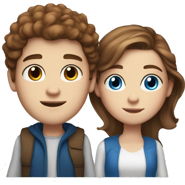 brown hair white boy and browns hair girl with blue eyes and freckles emoji