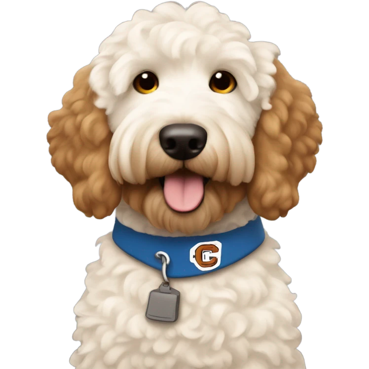 White Goldendoodle in a Cleveland Brown Uniform  emoji