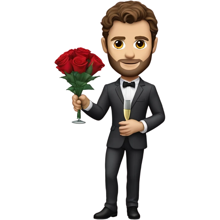 Photo Realistic Jamie Dornan as Mr Grey holding roses and champagne  emoji