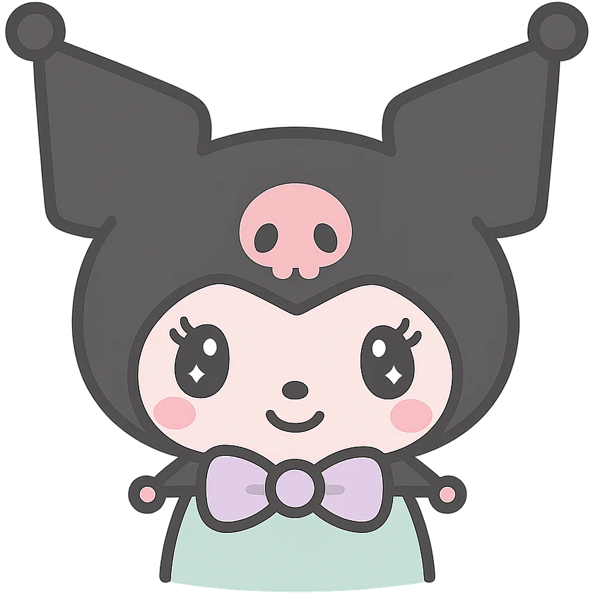 Kuromi character, kawaii style, transparent background, no background elements emoji