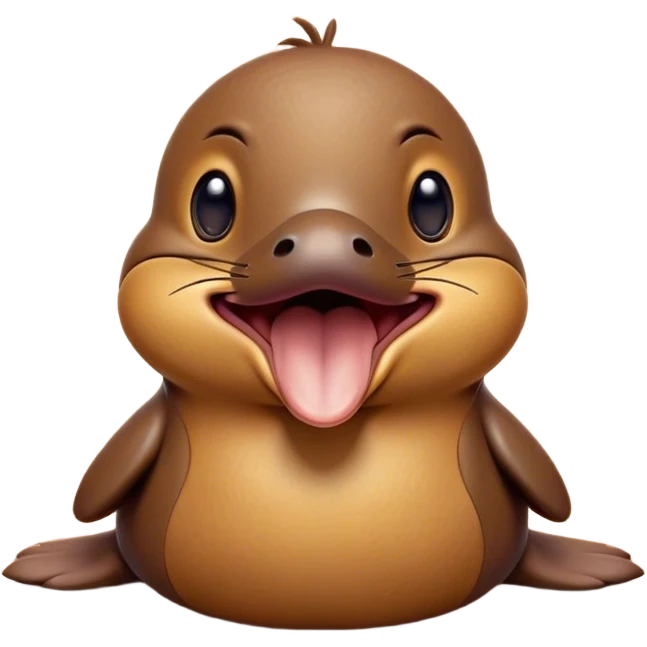 Cinematic Cute Yawning Platypus Portrait Emoji, Head tilted slightly with a dramatic, wide-open yawn, showcasing a soft, textured brown fur with a relaxed duckbill and droopy eyes in drowsy contentment, Simplified yet irresistibly adorable features, highly detailed, glowing with a soft, cozy glow, high shine, relaxed yet expressive, stylized with a touch of quirky charm, bright and endearing, soft glowing outline, capturing the essence of a sleepy yet affectionate platypus, so drowsy it feels like it could float out of the screen and curl up for a nap! emoji