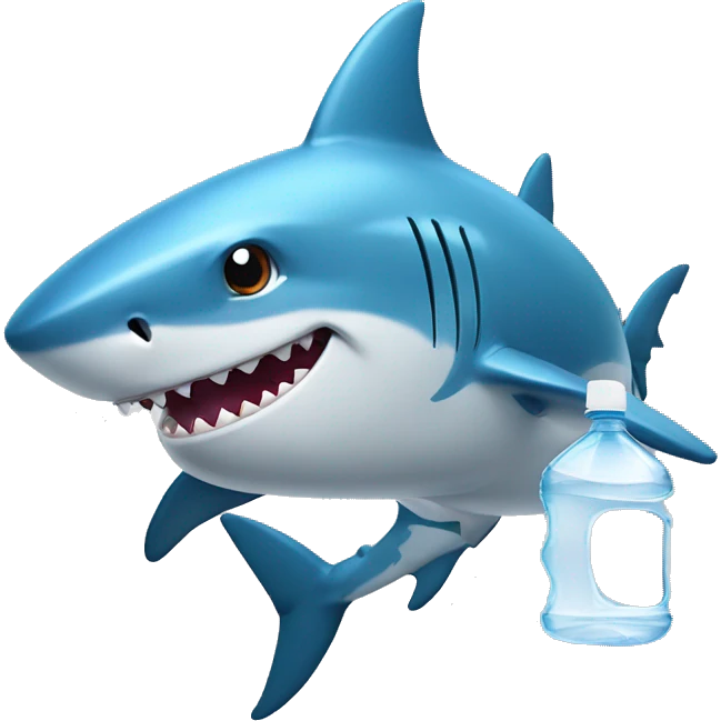 Shark with a water bottle emoji