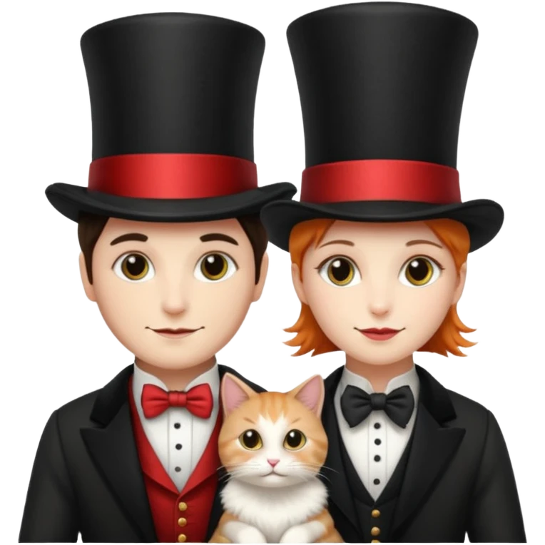 magician couple and their pet cat emoji